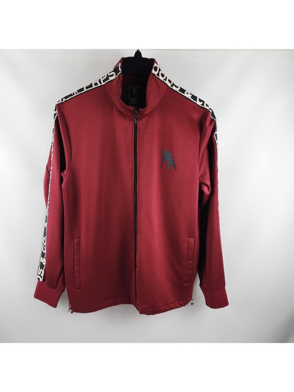PRPS Goods Jacket  Mens Large Burgundy Track Full Zip Branded Sleeve Arm Logo